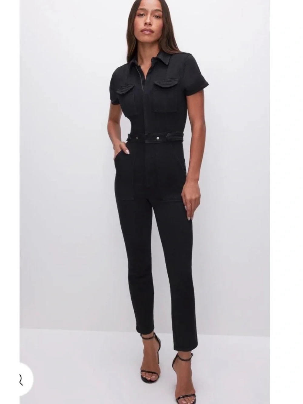 GOOD AMERICAN Utility Denim Jumpsuit - Picture 1 of 12